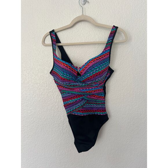 Miraclesuit True Colors Layered Escape Modest One Piece Swimsuit Sz 10 - Picture 2 of 9